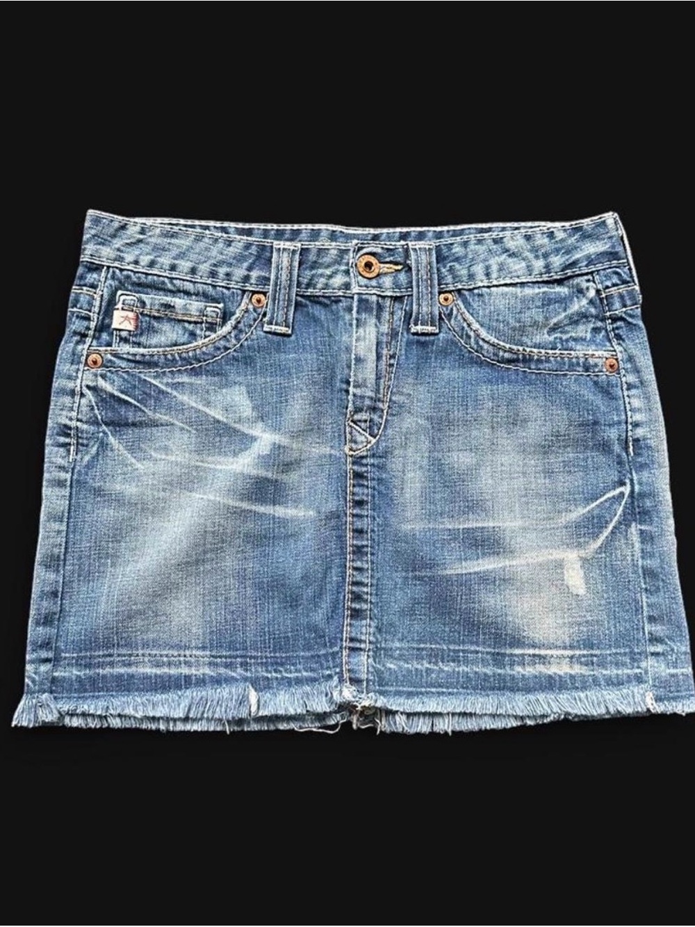 Vintage Big Star Distressed Light Blue Denim Mini Skirt